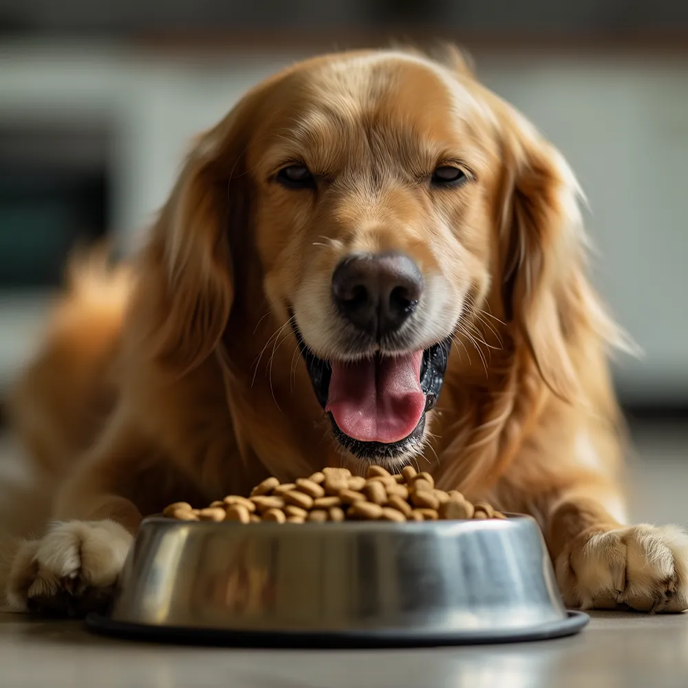 食事をする犬