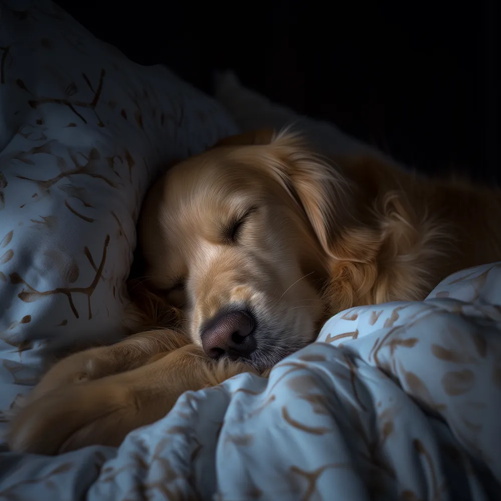 夜に寝る犬